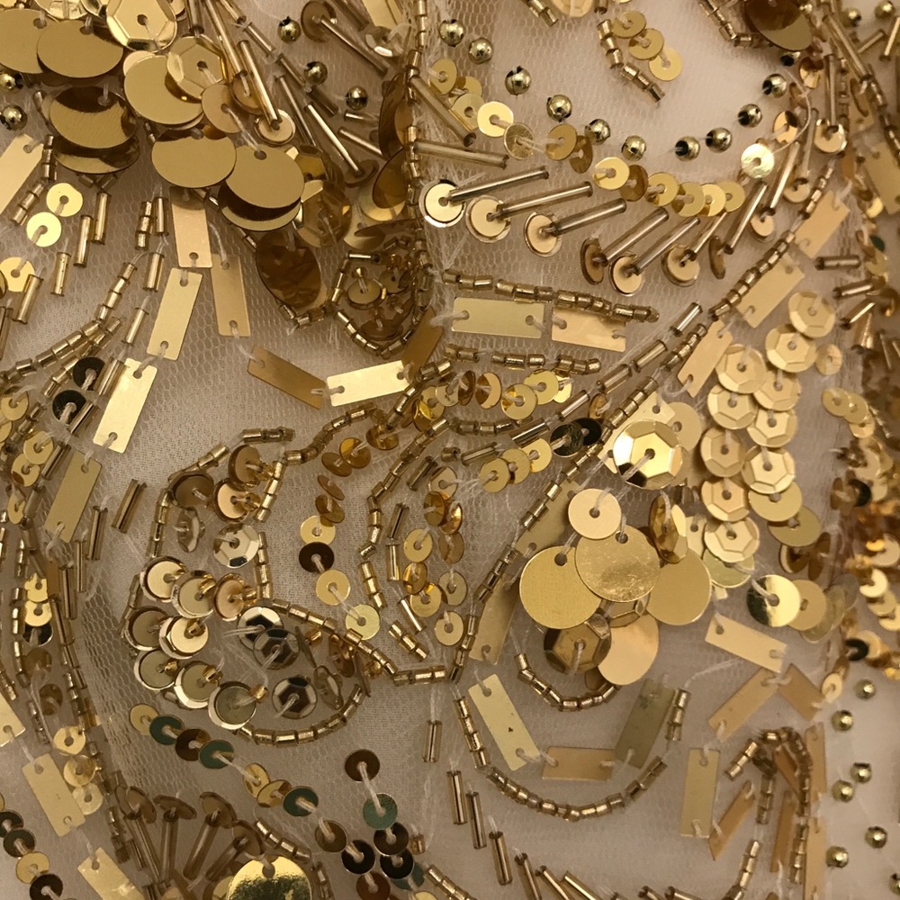 Custom Sherri Hill white/gold prom pageant gown - Picture 6 of 8